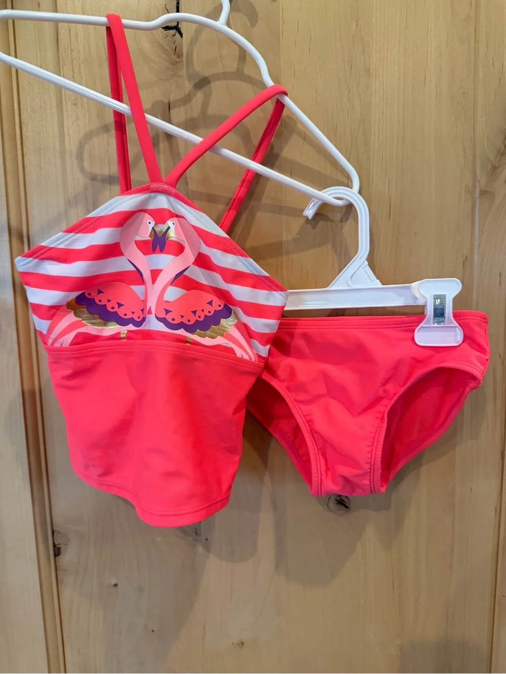 Cat & Jack Girls Neon Pink Flamingo Two-Piece Swimsuit